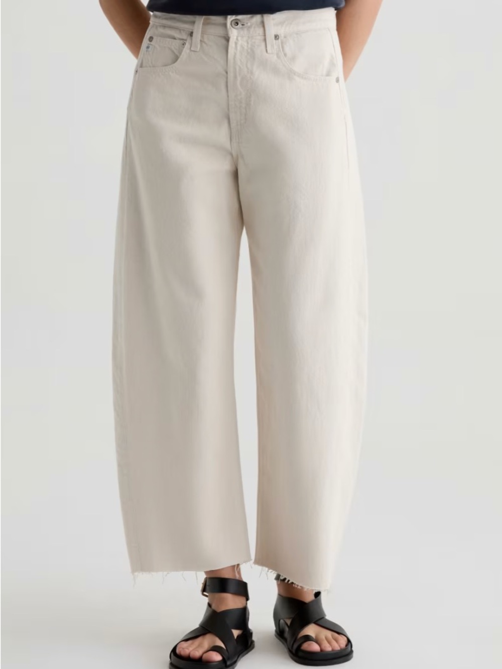 AG Hattie High Rise Crop Barrel Jeans in Opal Stone 29 - Picture 3 of 15